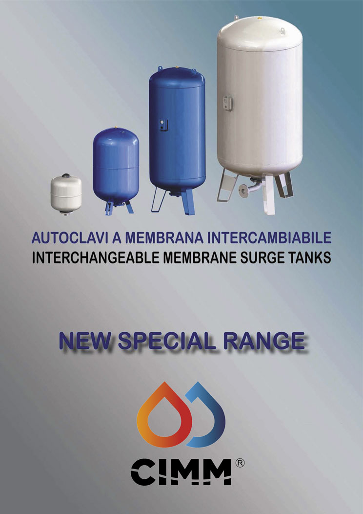 CIMM Pressure Tanks / CIMM壓力缸 / 儲水壓力缸 / 可更換內膽壓力缸 / Pressure Vessels / Expansion Vessels / Interchangeable Membrane Expansion Vessels / Surge Tanks / Interchangeable Membrane Surge Tanks